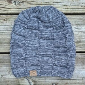 Cool Weather Double Lined Knit Slouchy Gray Beanie